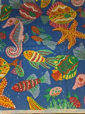 Waverly Fabric Key West Islander Beach Ocean Fish Seahorse Outdoor 1.5 Yards